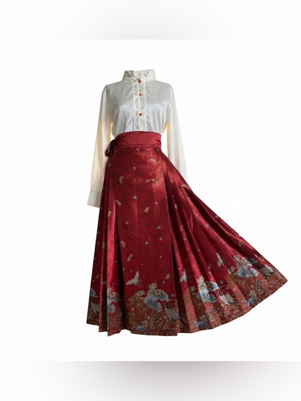 Women’s Red Floral Hanfu Skirt